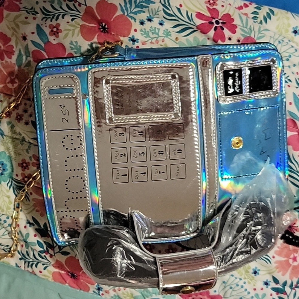 NEW Telephone Classic Glitter Shoulder Bag Stylish Chain Crossbody - Picture 4 of 8